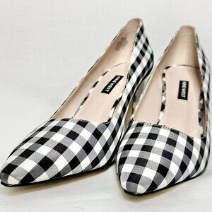 Women's Nine West Black White Gingham Pointed Toe Stiletto Pumps Size 10M